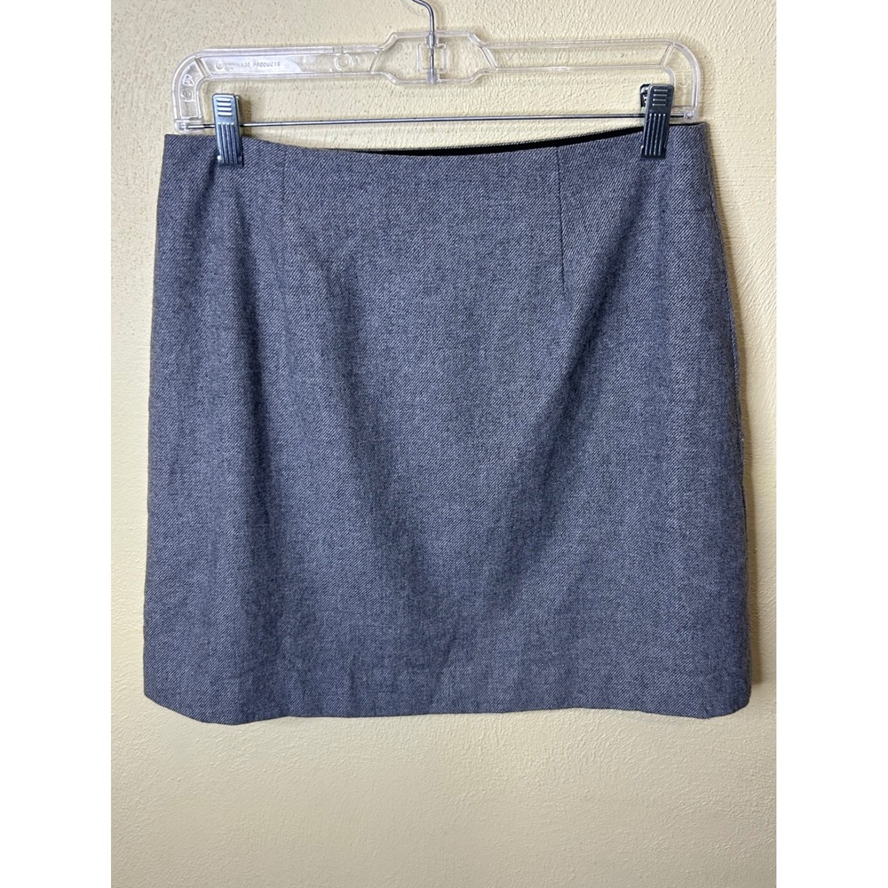 Banana Republic Gray Wool Blend Side Button Mini Skirt Size 4 Tailored A-Line - Picture 2 of 4